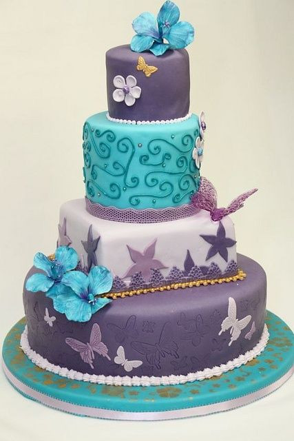 Purple And Turquoise Wedding Cakes
 Pinterest • The world’s catalog of ideas