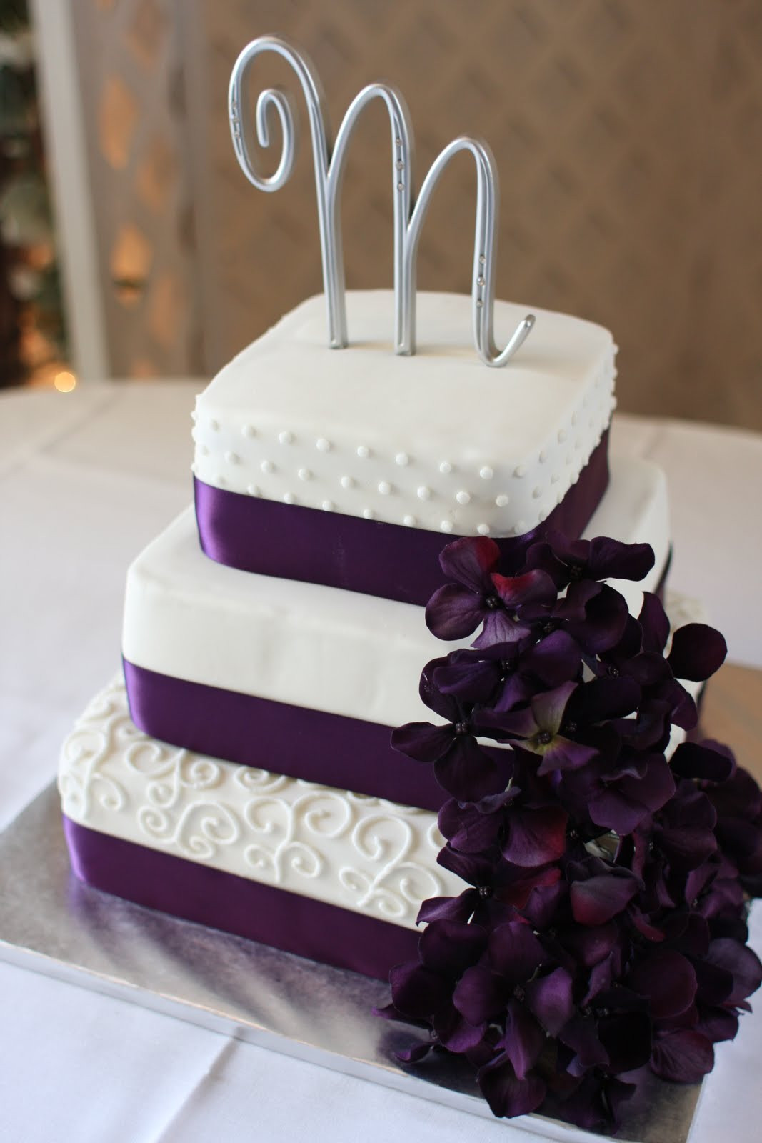 Purple And White Wedding Cakes
 The Buttercream Bakery Purple & White Wedding Cake