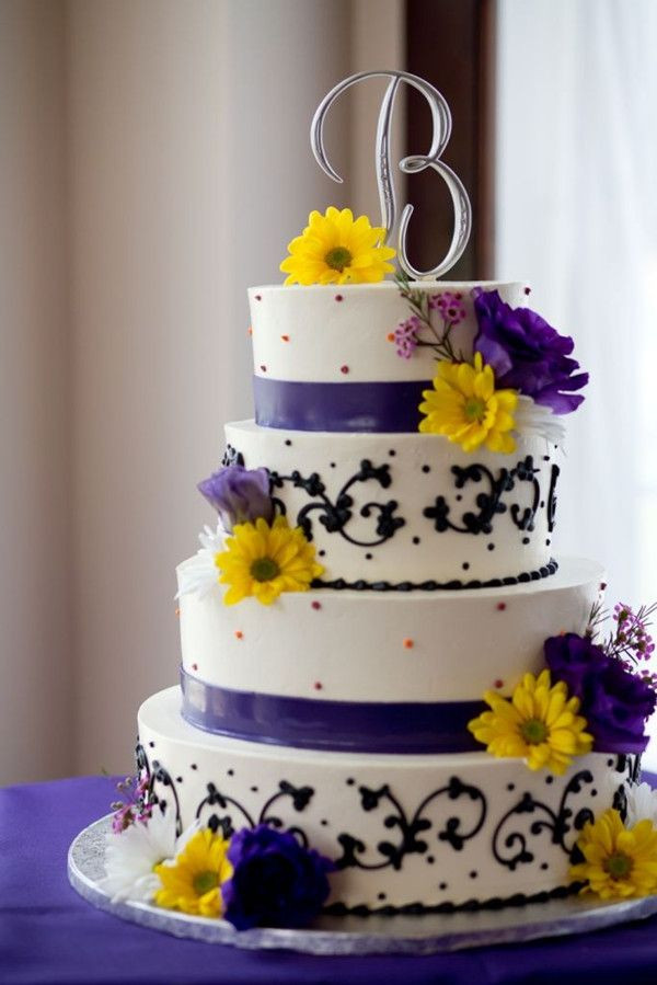 Purple And Yellow Wedding Cake
 Gelb Blau und Lila Hochzeit Ideen – 2014 Hochzeitsfarben