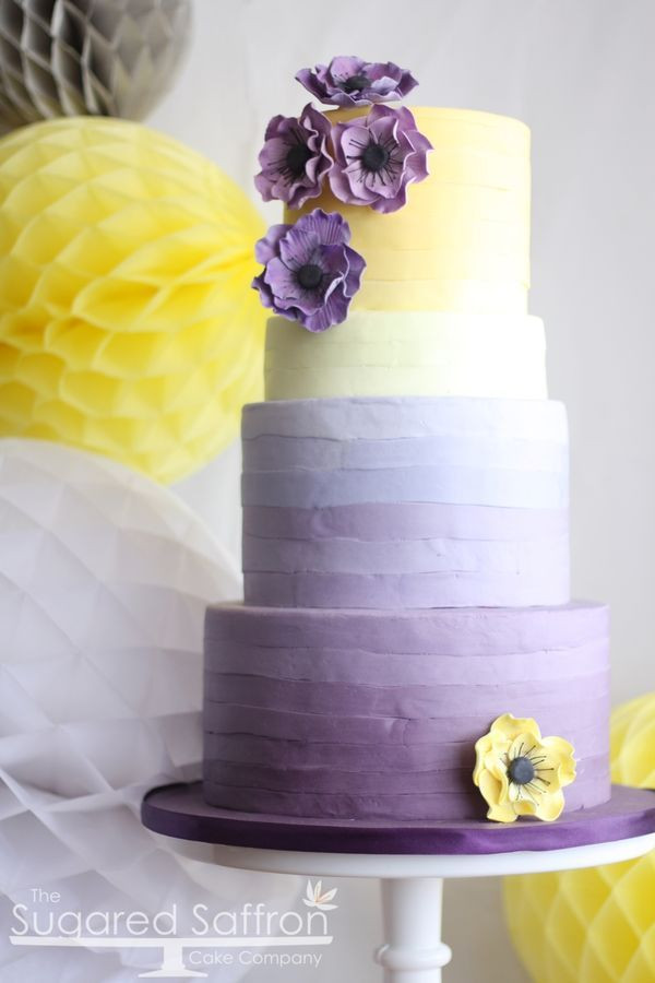 Purple And Yellow Wedding Cake
 40 Anemone Wedding Ideas Bouquets Cakes and Invitations