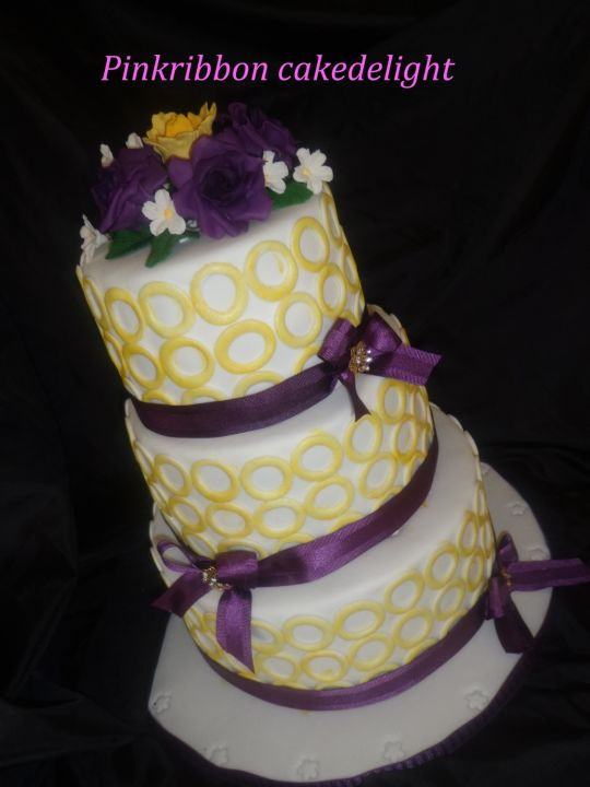 Purple And Yellow Wedding Cake
 purple and yellow themed cake Cake by Marystella