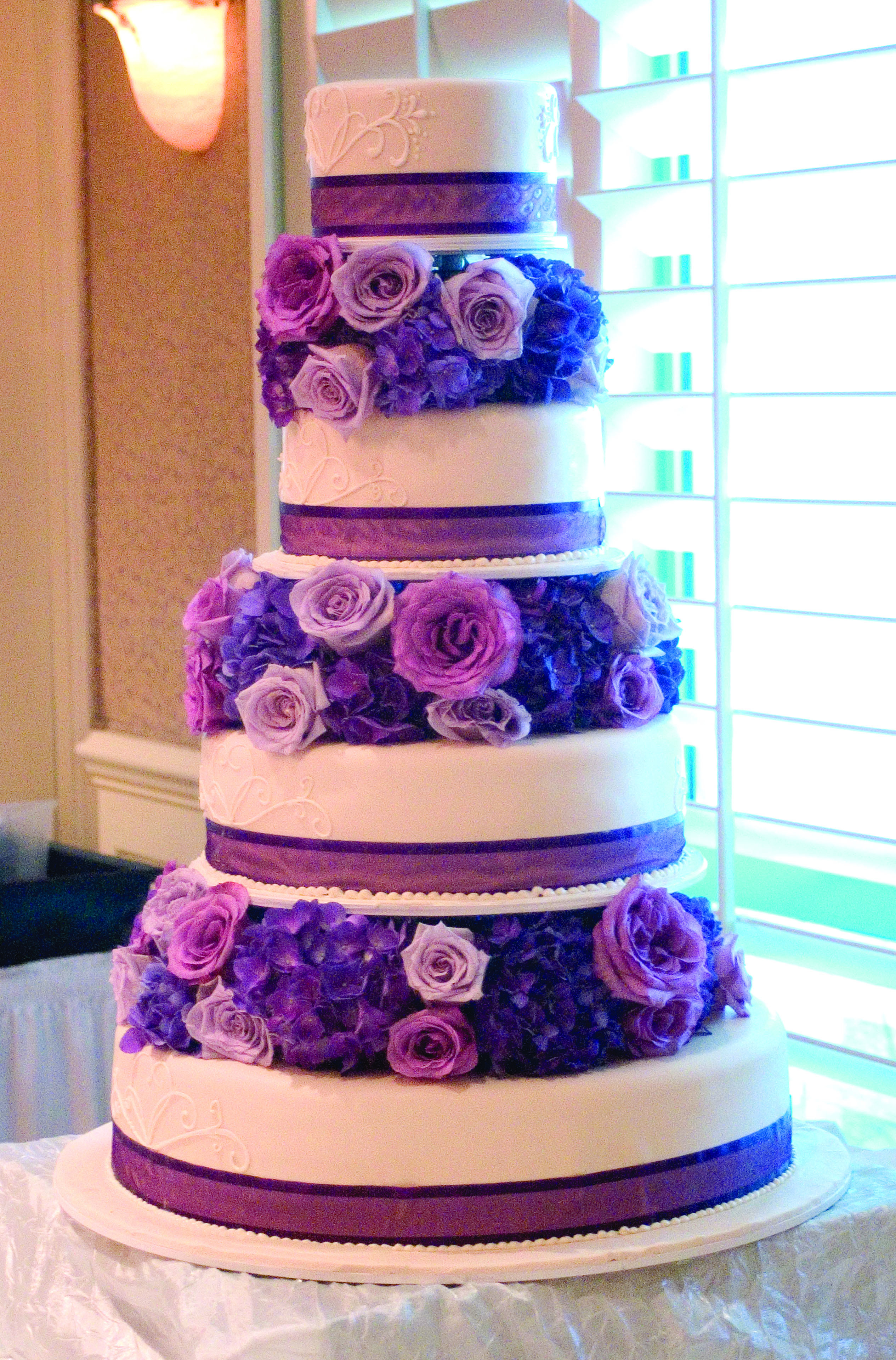 Purple Flower Wedding Cakes
 Purple White and Kale wedding