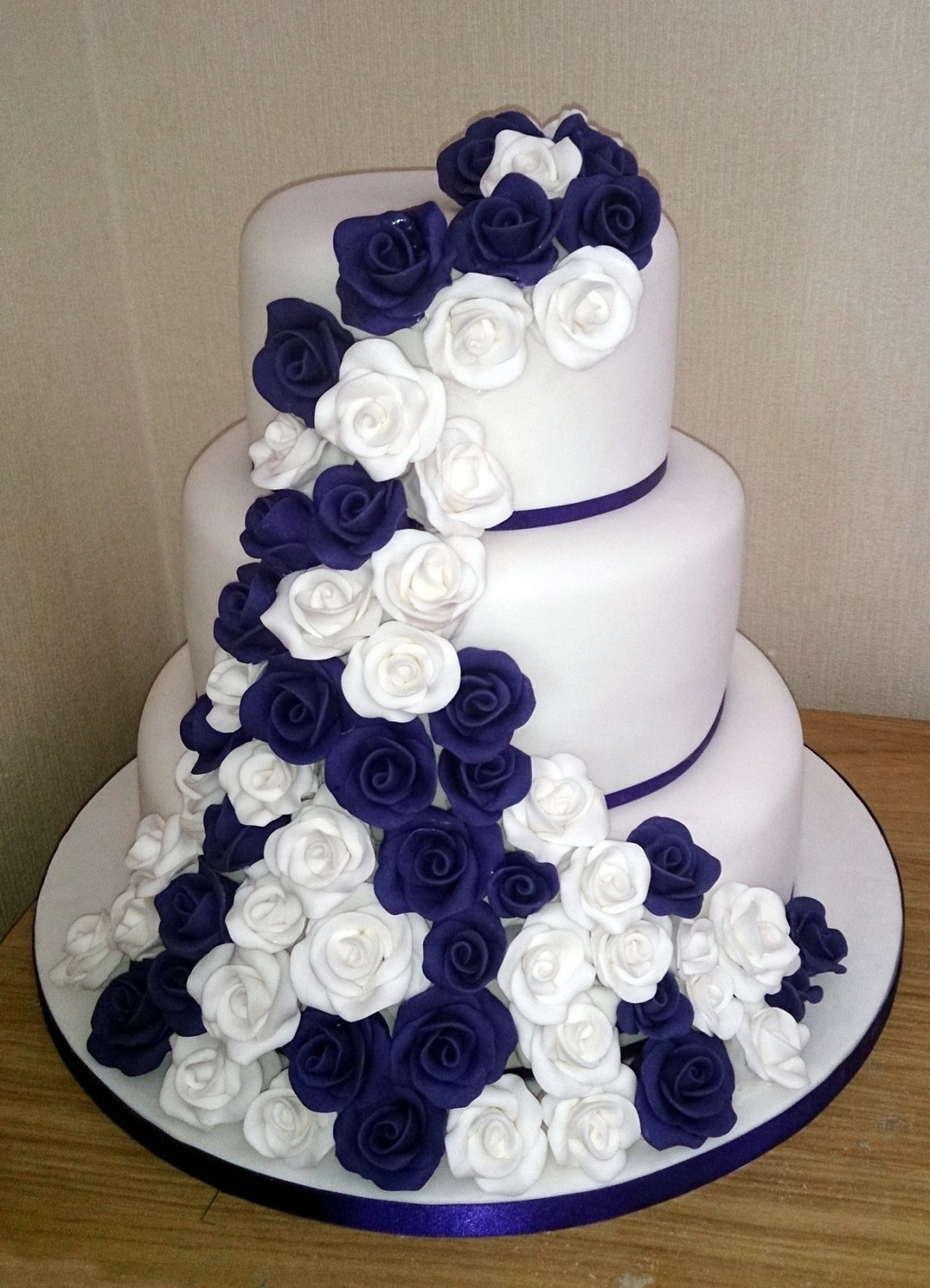 Purple Wedding Cakes With Prices
 3 Tier White and Purple Rose Wedding Cake Susie s Cakes