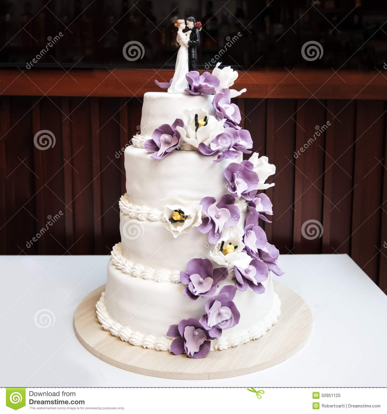 Purple Wedding Cakes With Prices
 Wedding cake stock image Image of table reception party