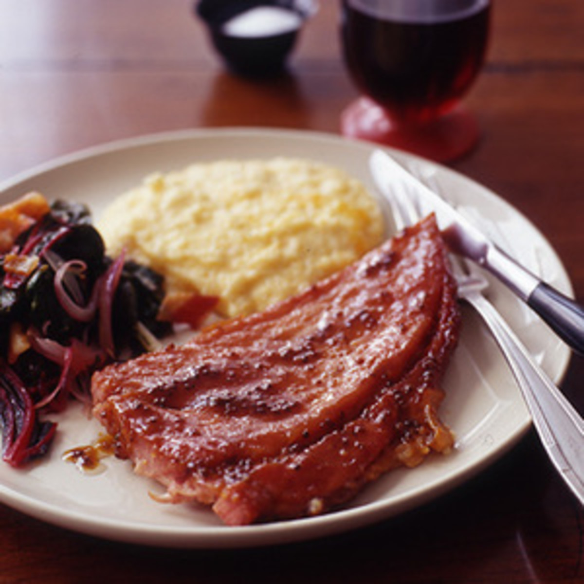 Rachael Ray Easter Dinner Menu
 Red Eye Ham Steaks with Cheese Grits and Seared Chard