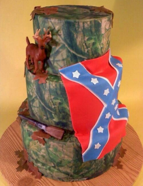 Rebel Flag Wedding Cakes
 Camo cake w rebel flag deer gun
