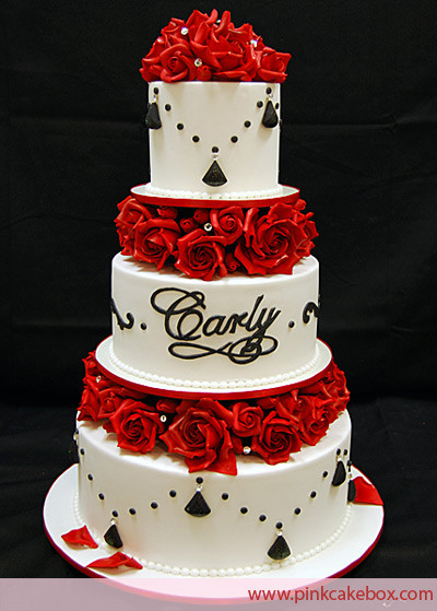 Red And Black Wedding Cakes
 e Stop Wedding Wedding Cake With Red Roses