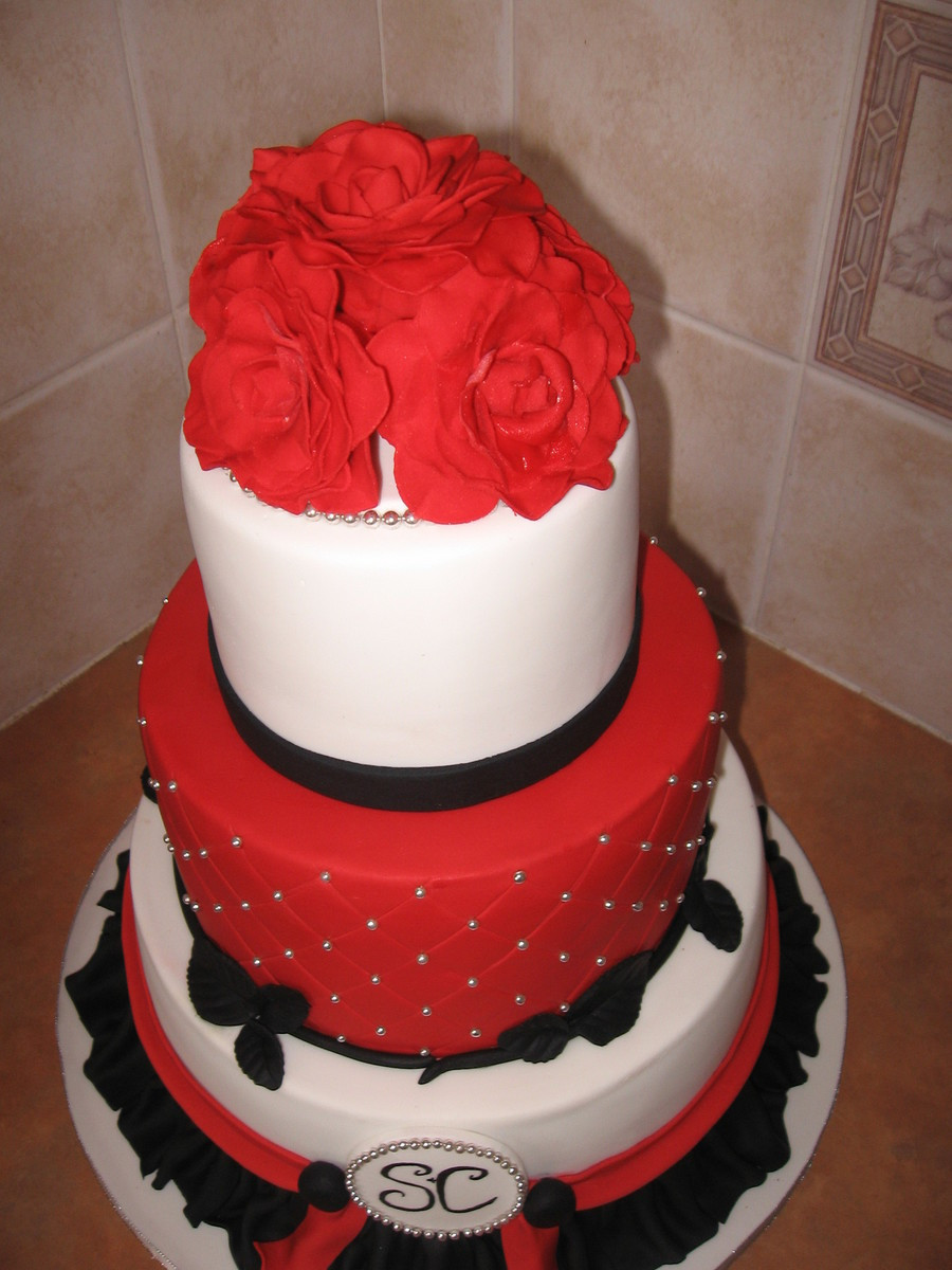 Red And Silver Wedding Cakes
 Red Silver Black Wedding Cake CakeCentral