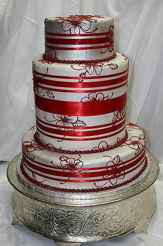 Red And Silver Wedding Cakes
 Silver and Red Wedding Cake