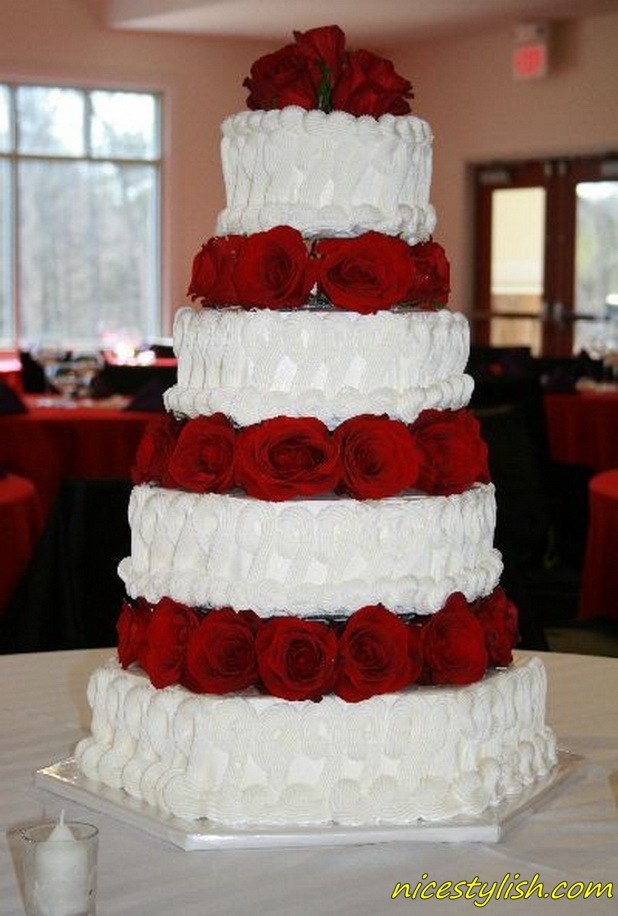 Red And White Wedding Cake
 Cake Place Red and White Tier Wedding Cake