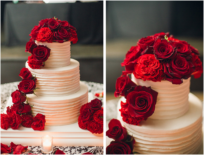 Red And White Wedding Cakes With Roses
 Classic Fall Wedding Black and White with Crimson Red