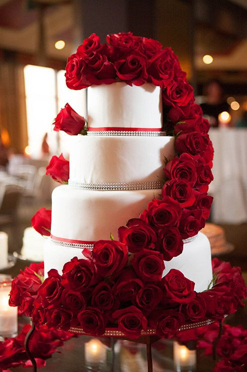 Red And White Wedding Cakes With Roses
 40 wedding cakes with roses you just can t resist