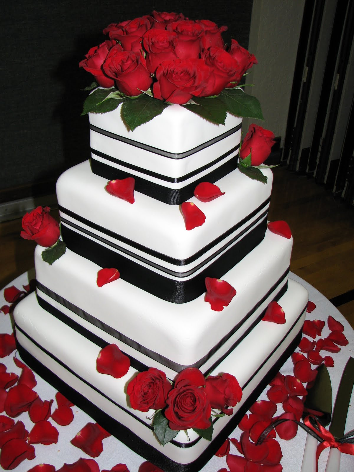 Red Black Wedding Cakes
 Decadent Designs Fondant Black Red Wedding Cake