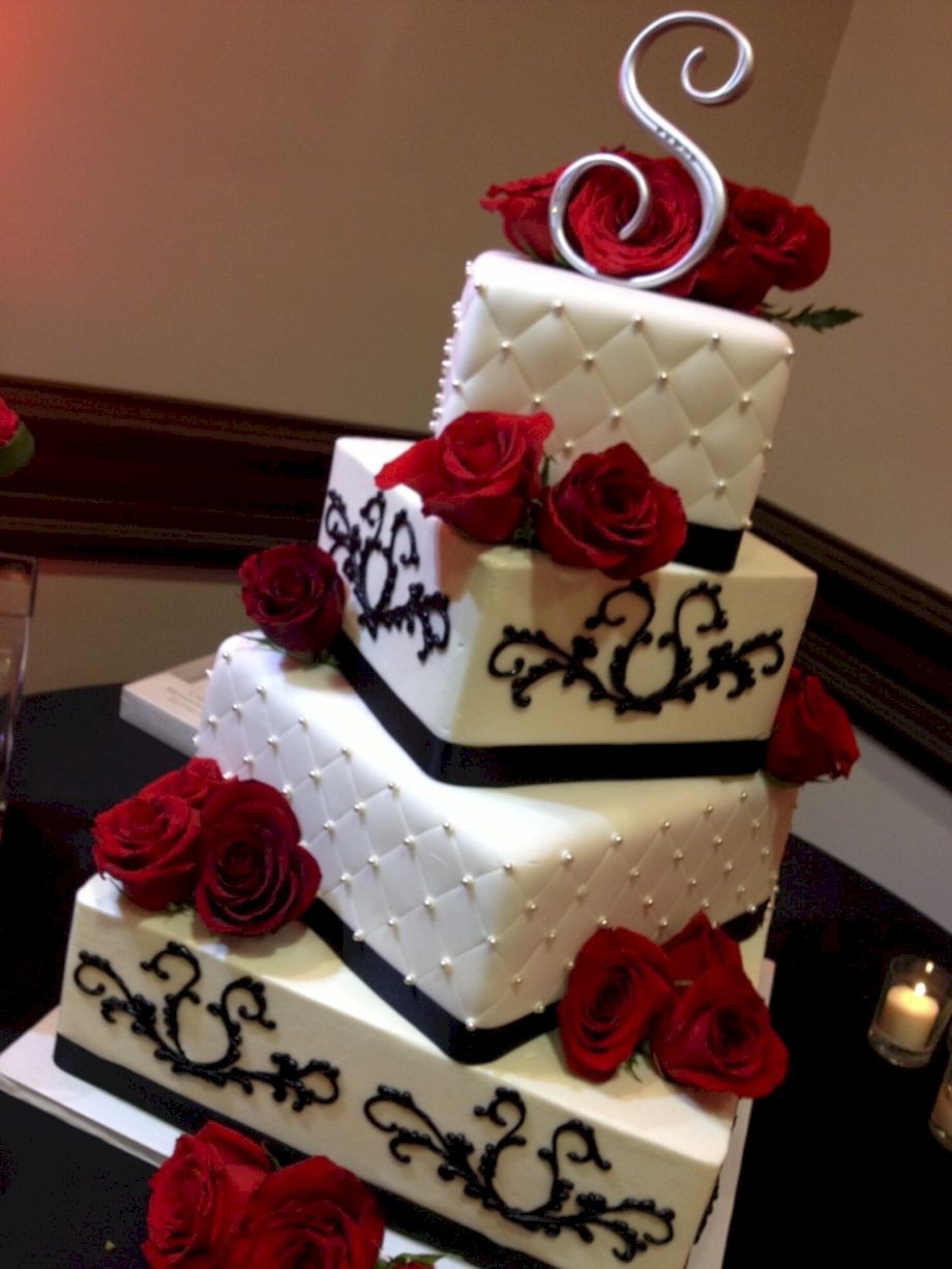 Red Black Wedding Cakes
 Red black and white wedding cakes 4 VIs Wed