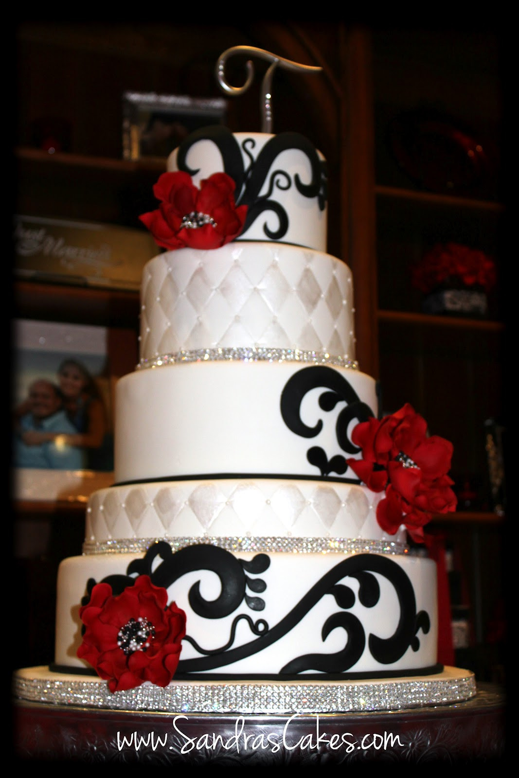 Red Black Wedding Cakes
 Red Black and White Wedding Cake