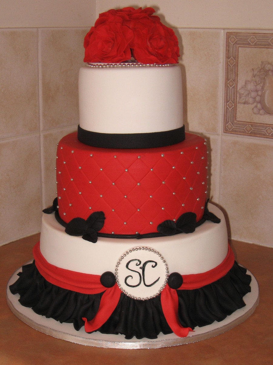 Red Black Wedding Cakes
 Red Silver Black Wedding Cake CakeCentral