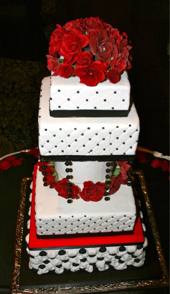 Red Black White Wedding Cake
 monogrammed wedding cakes