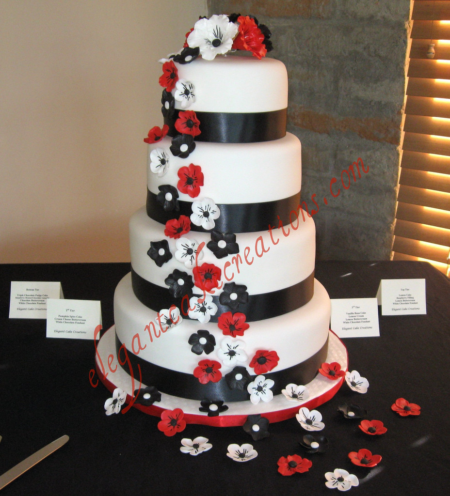 Red Black White Wedding Cake
 Black white and red wedding cake