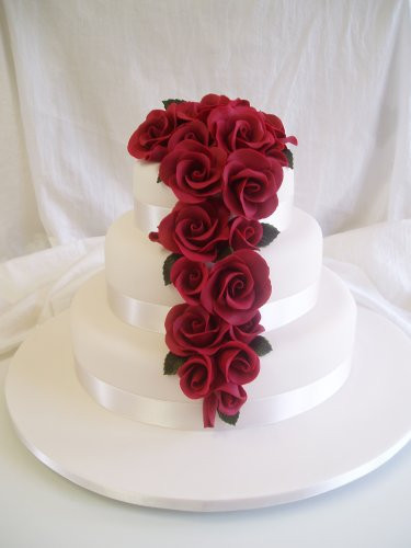 Red Roses Wedding Cakes
 Wedding Cakes Three Tier Round Red Roses Wedding