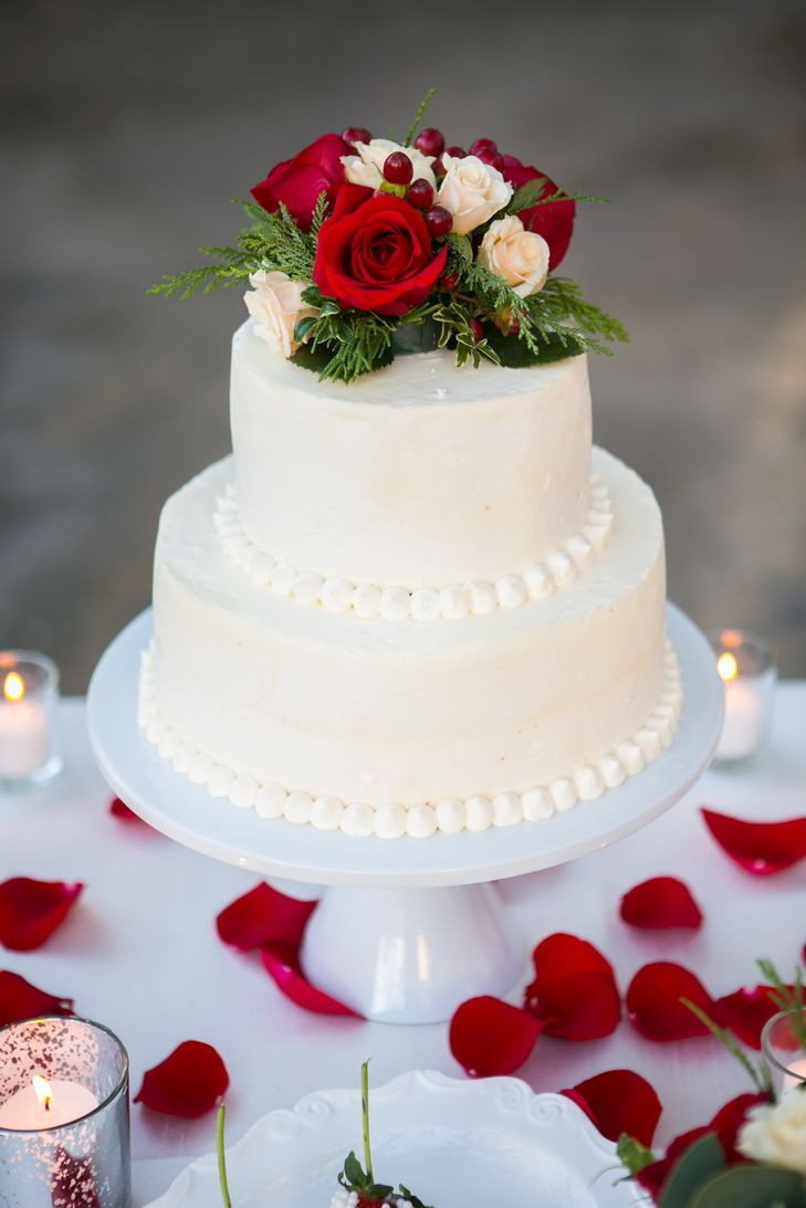 Red Wedding Cakes
 Ivory Beaded Wedding Cake with Roses