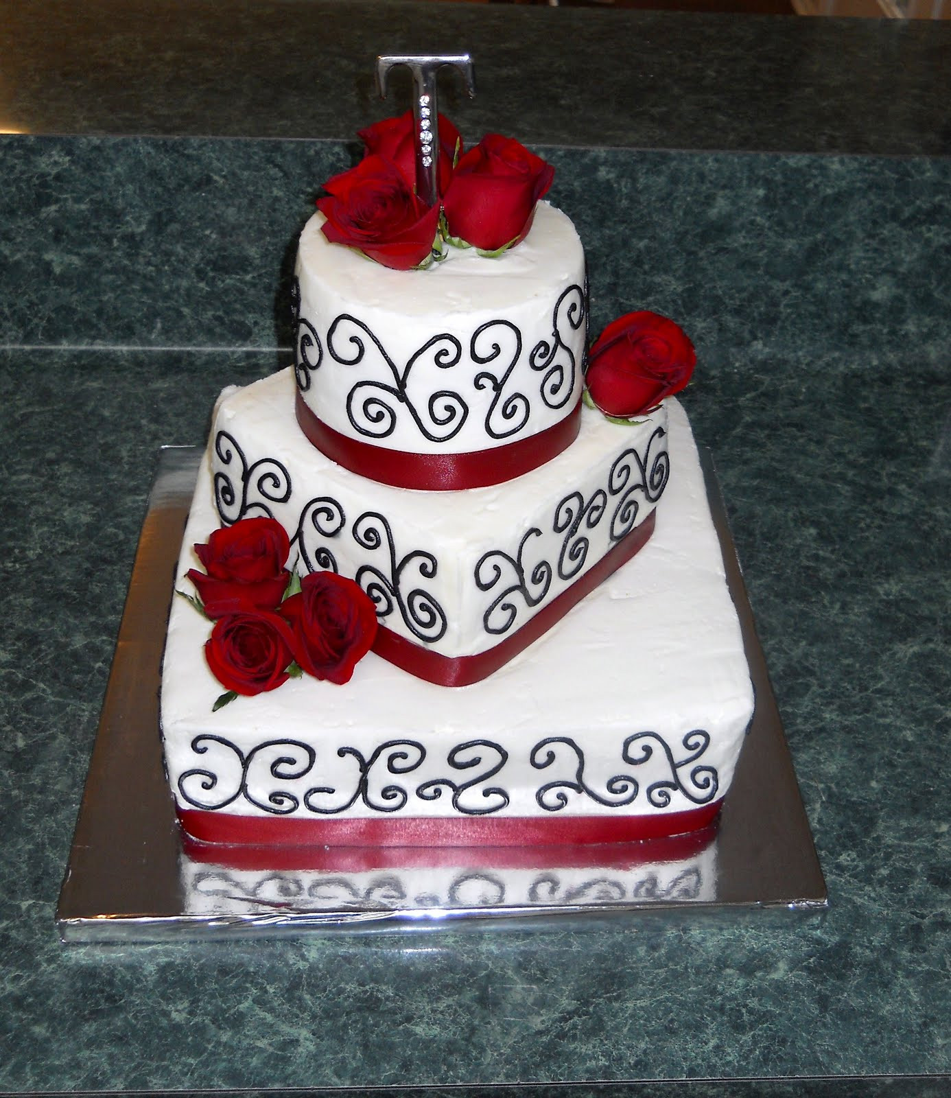 Red Wedding Cakes
 The Happy Caker White Black and Red Wedding Cake