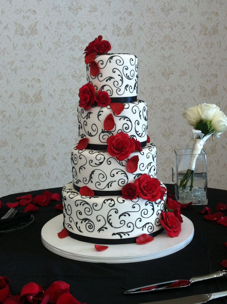 Red White And Black Wedding Cakes
 Elegant red black and white wedding cake Event and photo