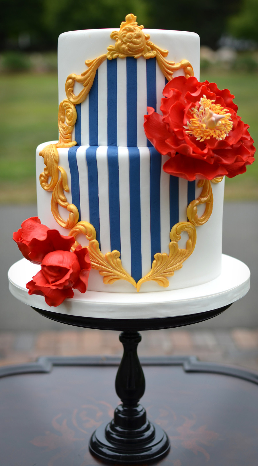 Red White And Blue Wedding Cakes
 Red White Blue And Gold Wedding Cake CakeCentral