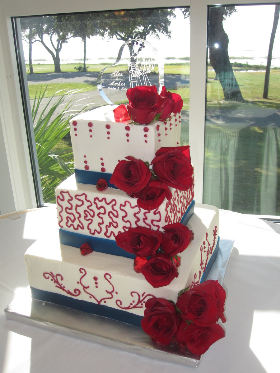 Red White And Blue Wedding Cakes
 Marine Corps Red White And Blue Wedding Cake
