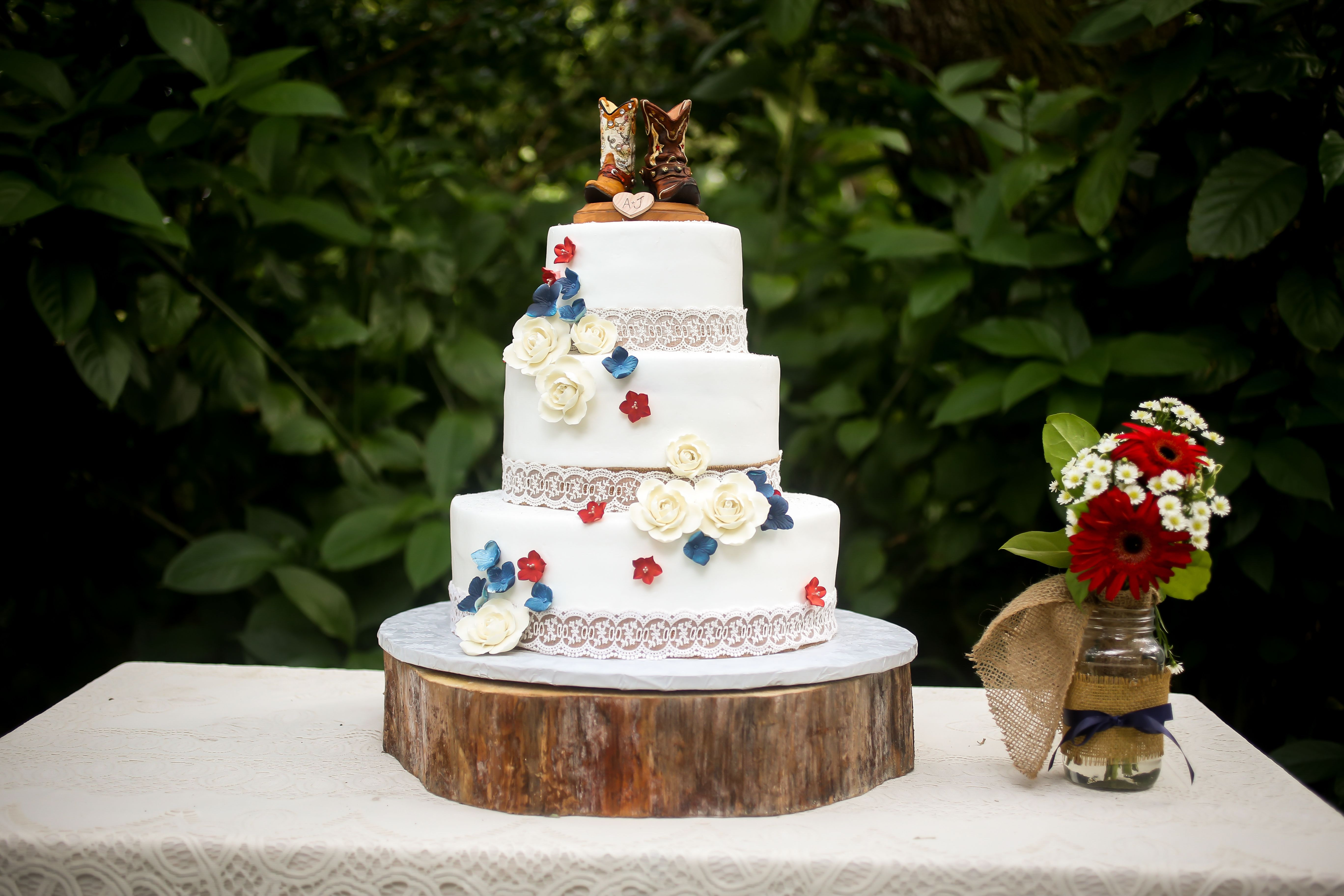 Red White And Blue Wedding Cakes
 Red White and Blue Flower Wedding Cake
