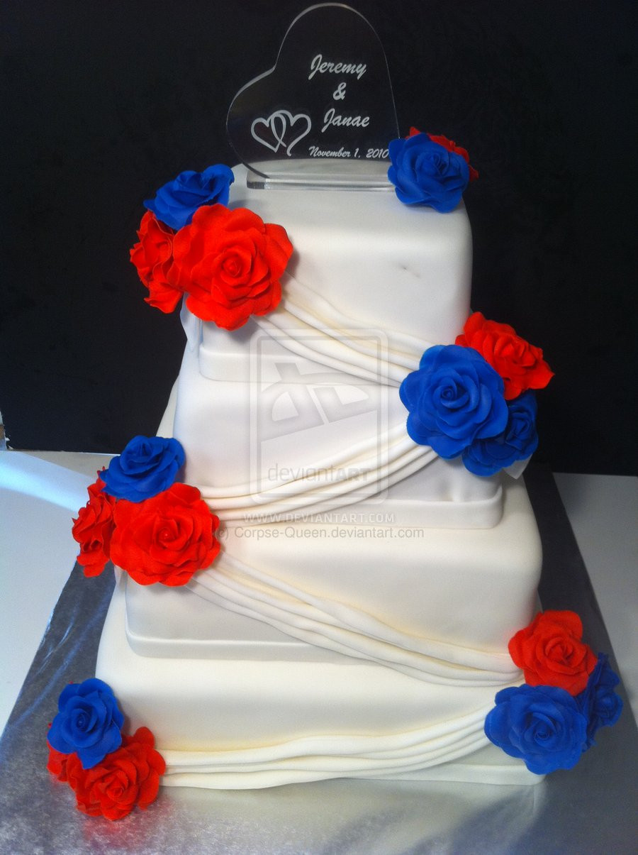 Red White And Blue Wedding Cakes
 Red White and Blue Wedding Cake by Corpse Queen on