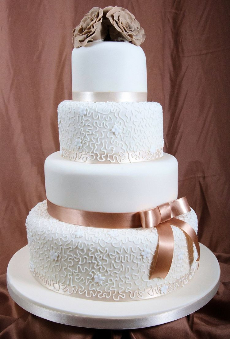 Ribboned Wedding Cakes
 Wedding cake with brown ribbon