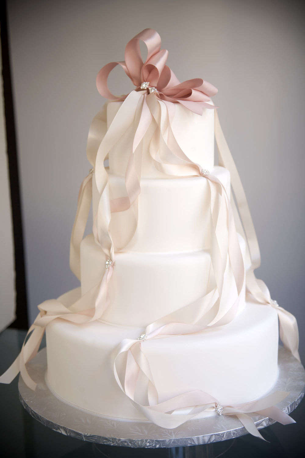 Ribboned Wedding Cakes
 A Simple Cake Crystal decorations DIY bling