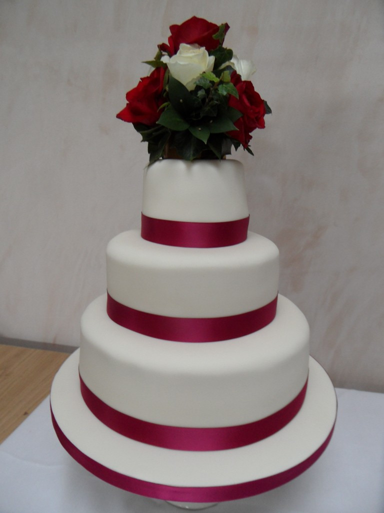 Ribboned Wedding Cakes
 Ruby Red Ribbon Wedding Cake Georgina s Cakes