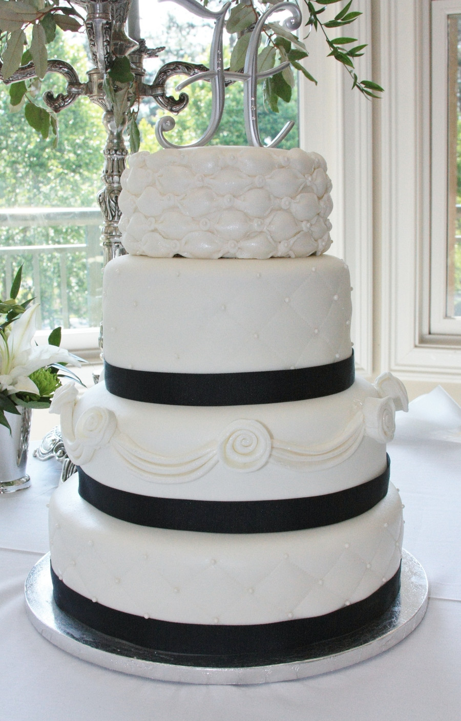 Ribboned Wedding Cakes
 Wedding Cake W Navy Ribbon CakeCentral