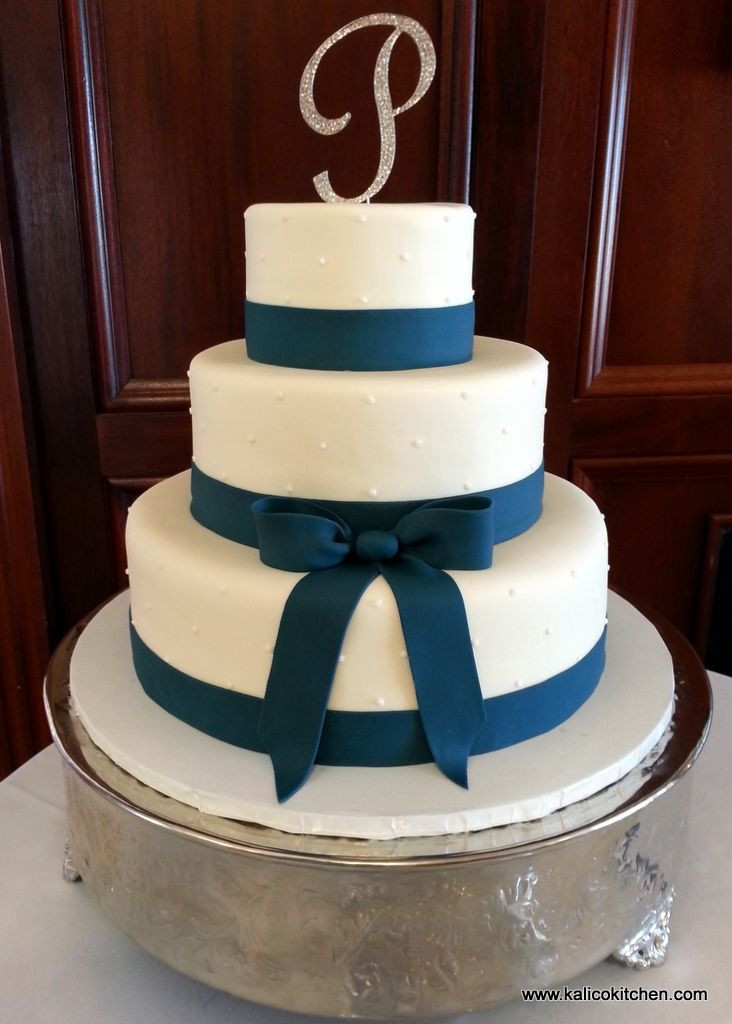 Ribboned Wedding Cakes
 Wedding Cakes three tier fondant navy blue fondant