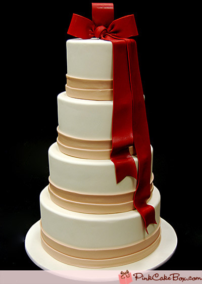Ribboned Wedding Cakes
 Red Ribbon Wedding Cake Wedding Cakes