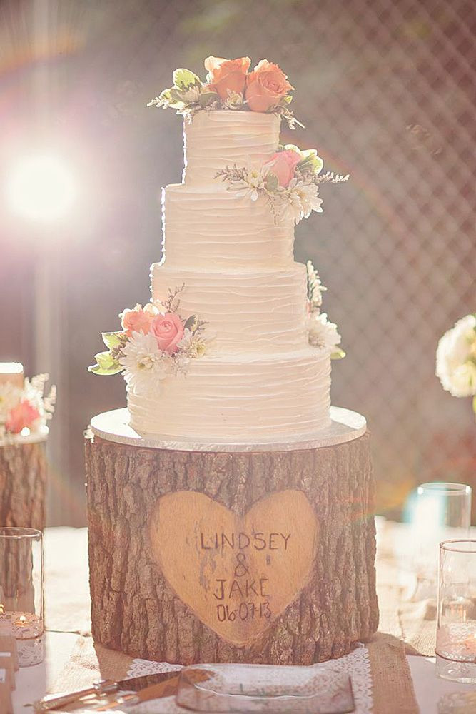 Romantic Wedding Cakes
 simple romantic wedding cakes tree stump cake stand is