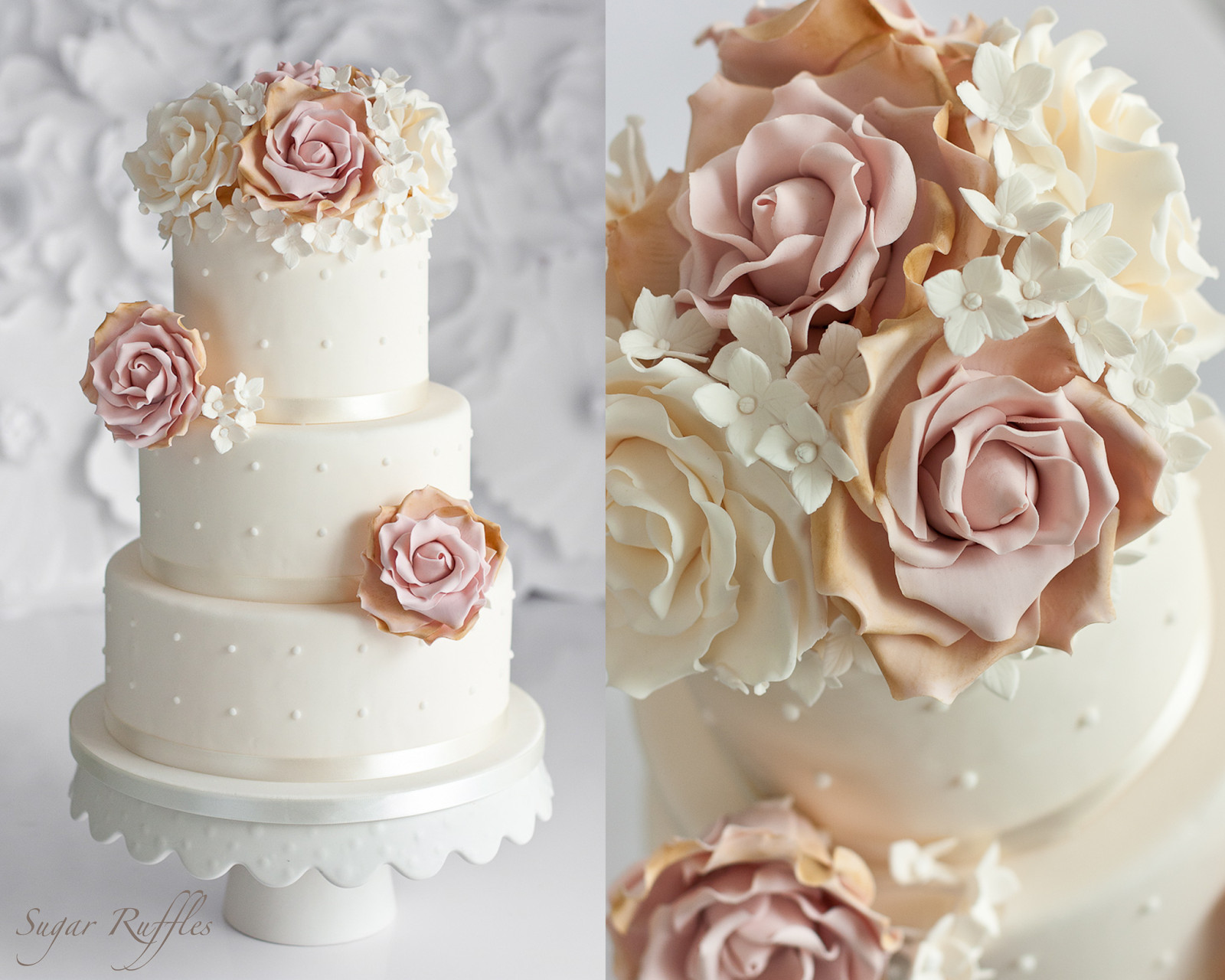 Rose Wedding Cakes
 Sugar Ruffles Elegant Wedding Cakes Barrow in Furness