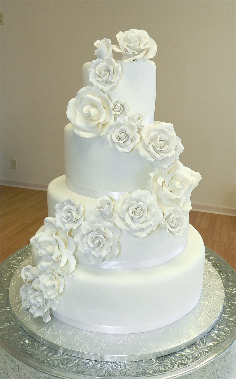 Rose Wedding Cakes
 White Roses Wedding Cake CakeCentral
