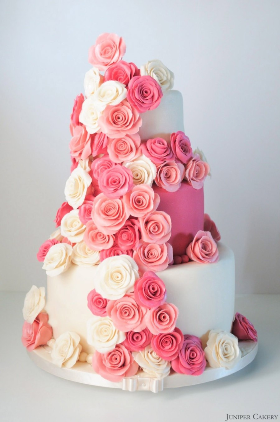 Rose Wedding Cakes
 Pink Rose Festooned Wedding Cake CakeCentral