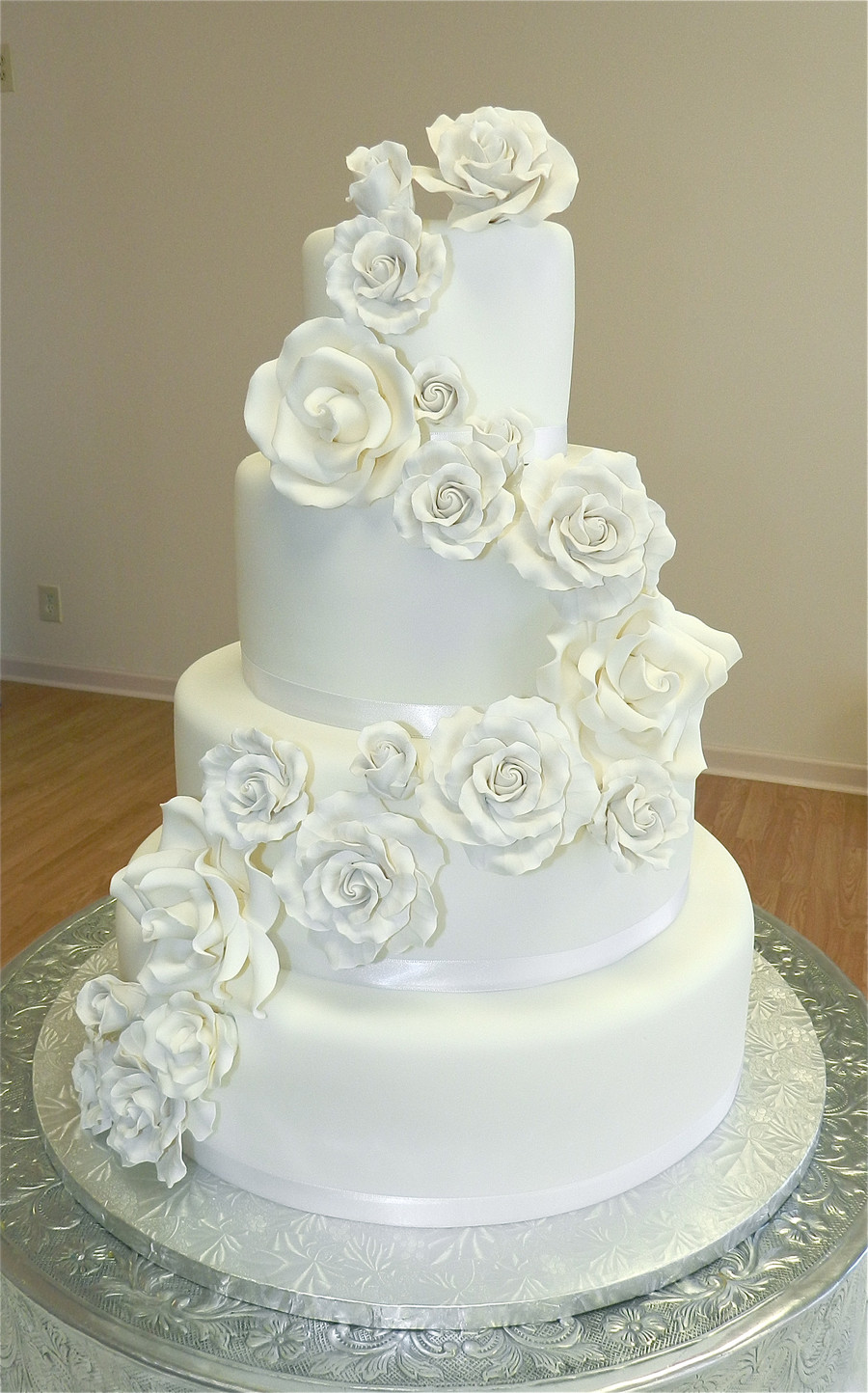 Roses Wedding Cakes
 White Roses Wedding Cake CakeCentral