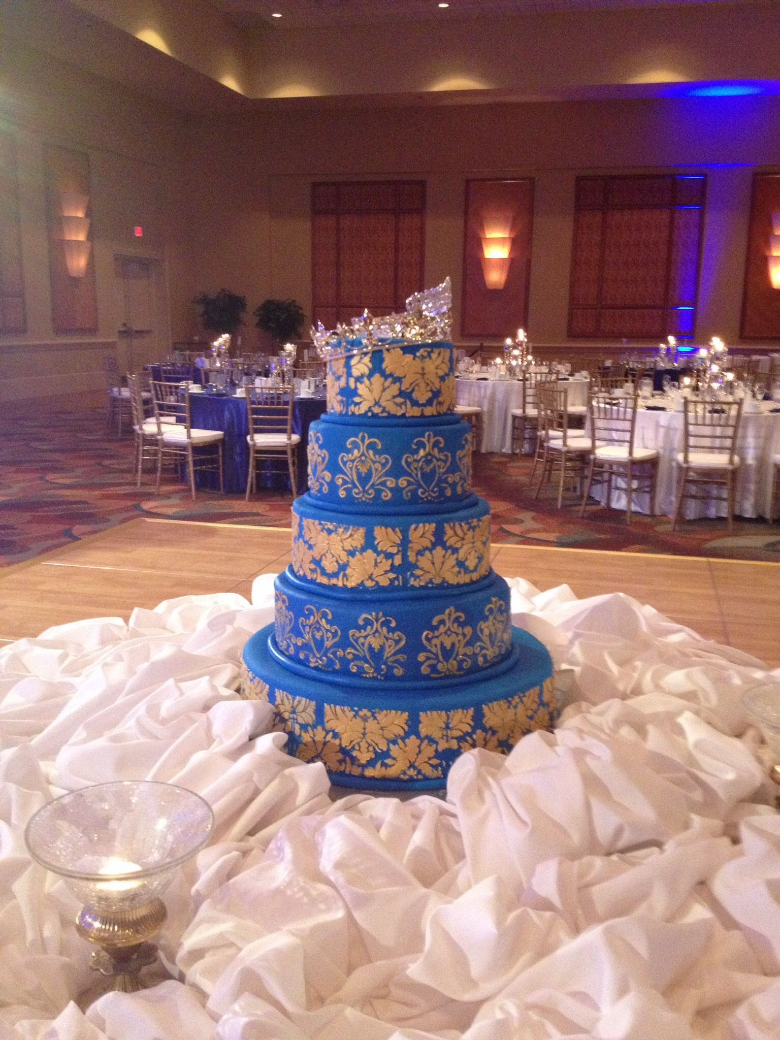 Royal Blue And Gold Wedding Cakes
 Royal blue and gold Indian wedding cake