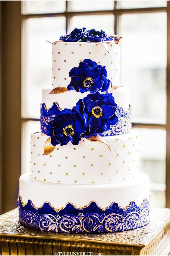 Royal Blue And Gold Wedding Cakes
 Royal blue and Gold Wedding Cake Big sissy s