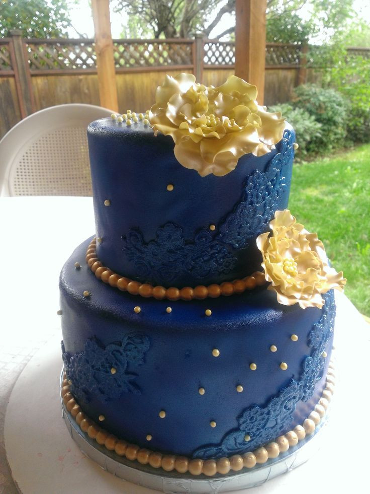 Royal Blue And Gold Wedding Cakes
 Royal Blue and Gold cake Cakes by Mavia