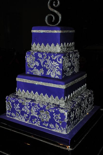 Royal Blue And Silver Wedding Cakes
 Royal Blue and silver Wedding Cake Wedding inspirations