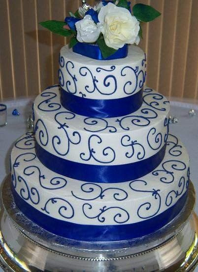 Royal Blue And White Wedding Cakes
 White And Blue And Gold Cake