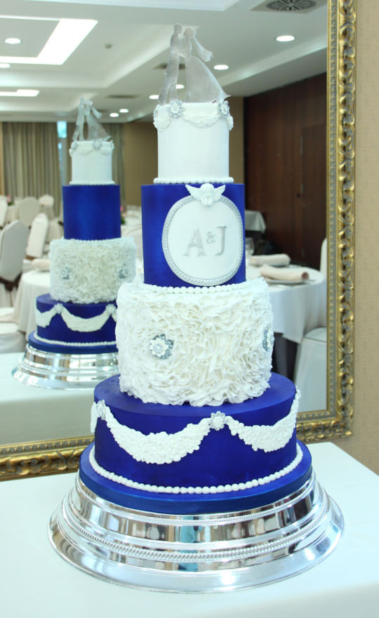 Royal Blue And White Wedding Cakes
 Royal blue and white Wedding Cake cake by Artym CakesDecor