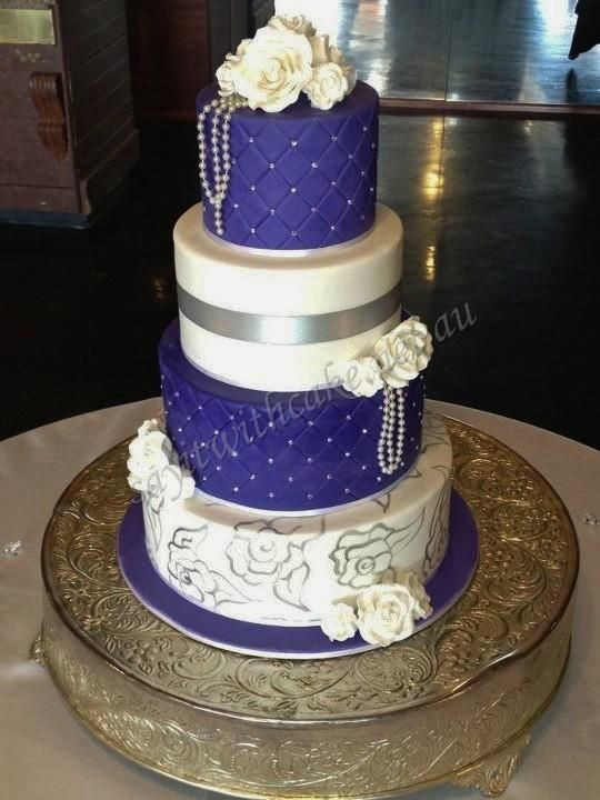 Royal Blue Silver And White Wedding Cakes
 Royal blue and silver wedding cake idea in 2017