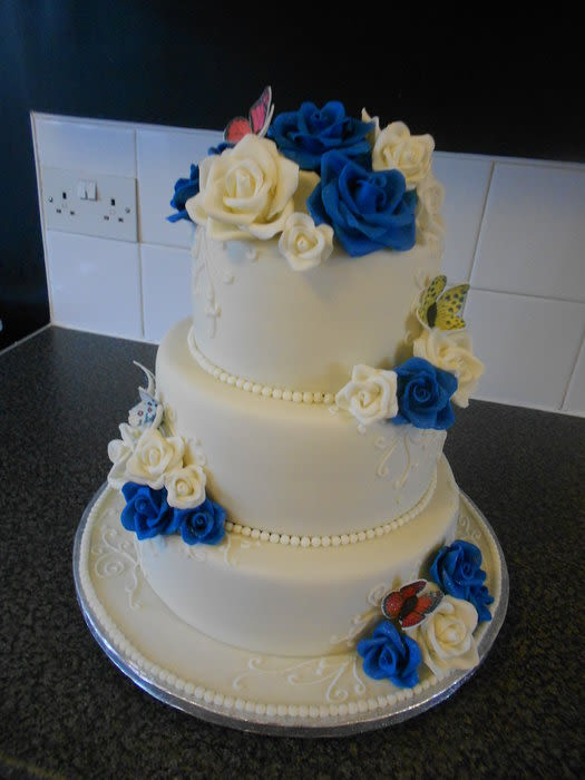 Royal Blue Wedding Cakes
 My first wedding cake Ivory & Royal Blue Cake by