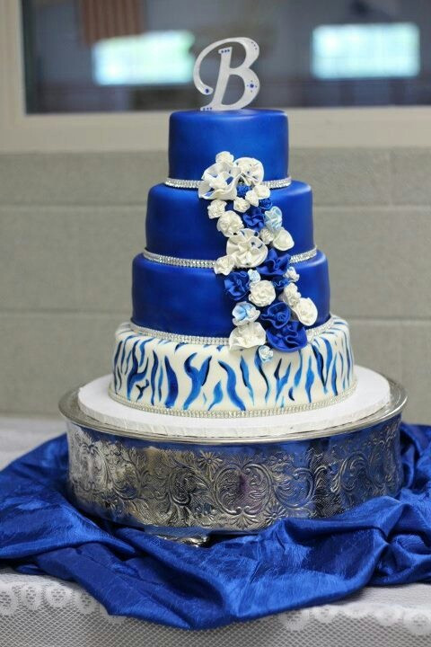 Royal Blue Wedding Cakes Designs
 Royal blue and zebra stripe wedding cake